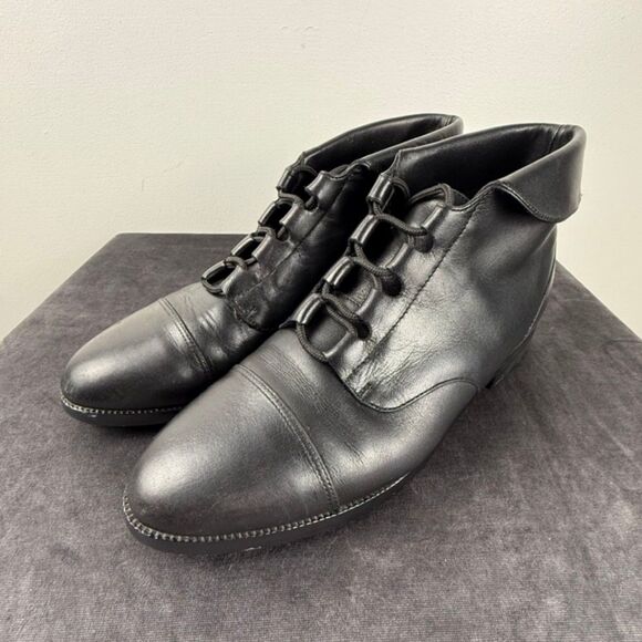 90's Inspired Prima Royale Leather Lace-Up Ankle Booties “Lauren” Style - Picture 1 of 11